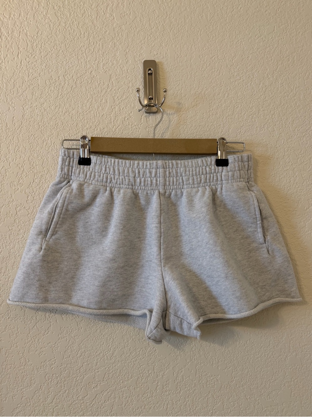 Women's Light Gray Fleece Lounge Shorts